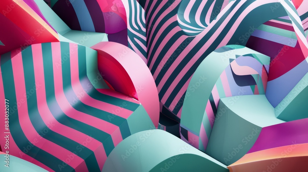 Poster 3D graphic design with geometric patterns that follow the same pattern