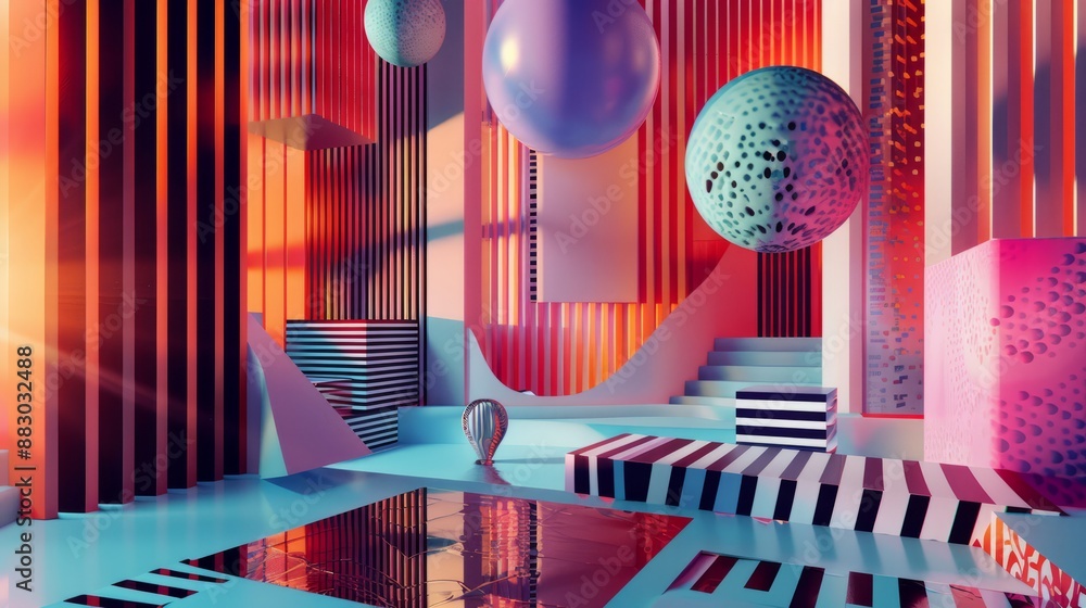Poster 3D graphic design with geometric patterns that follow the same pattern
