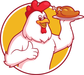 PrintChicken mascot logo vector