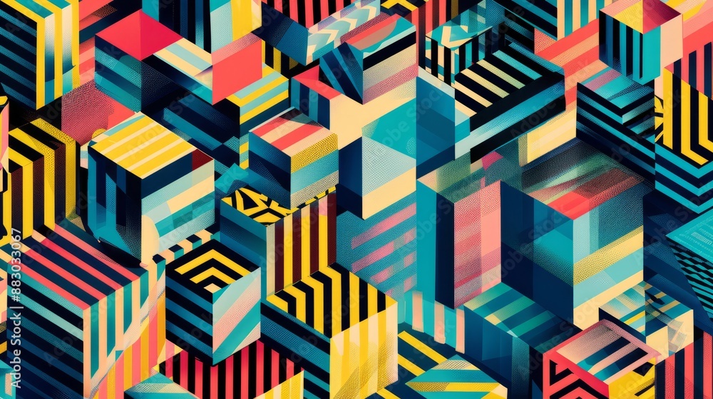 Poster 3D graphic design with geometric patterns that follow the same pattern