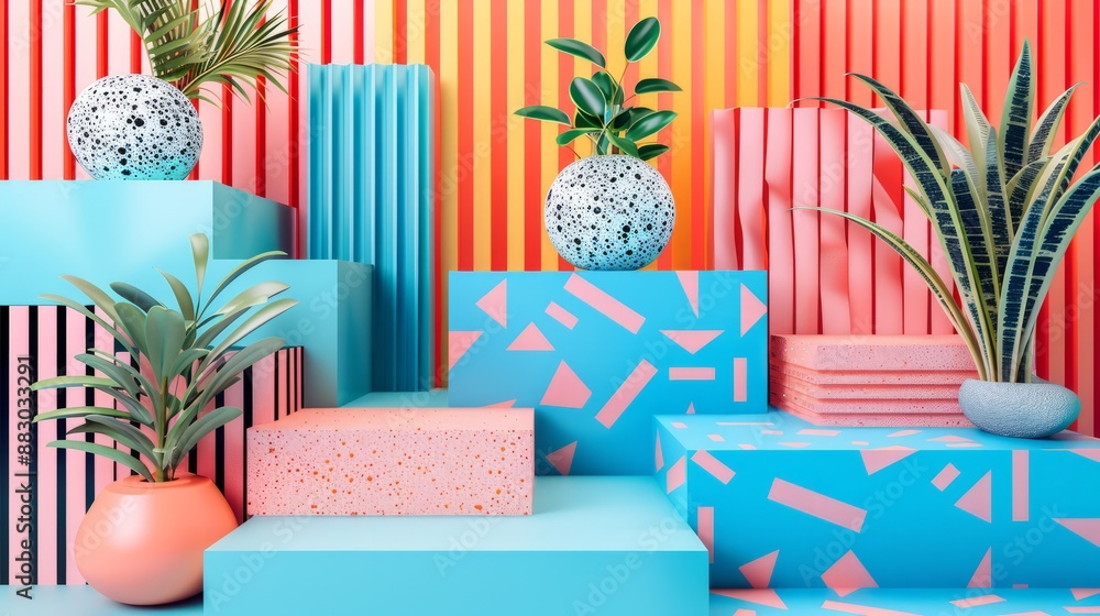 Poster 3D graphic design with geometric patterns that follow the same pattern
