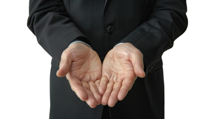 Businessman with outstretched arms on a transparent background