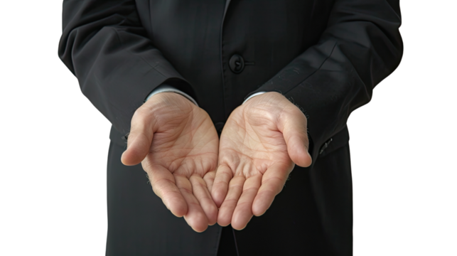 Businessman with outstretched arms on a transparent background