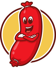 Sausage mascot logo vector perfect for your restaurant business
