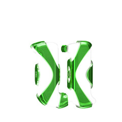 White symbol with green thick straps. letter u