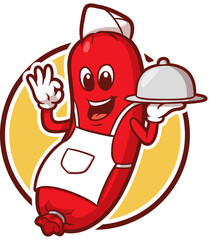 Sausage mascot logo vector perfect for your restaurant business