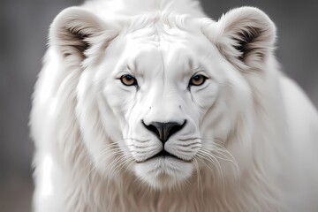 white lion looking best and sitting straight photo ai generated,