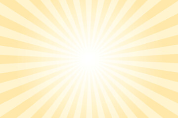 Yellow background with white sun ray. Pattern of starburst. Abstract banana mania Yellow texture with light of sunburst. Radial beam of sunlight. Retro background with flash. Design of sunbeams.