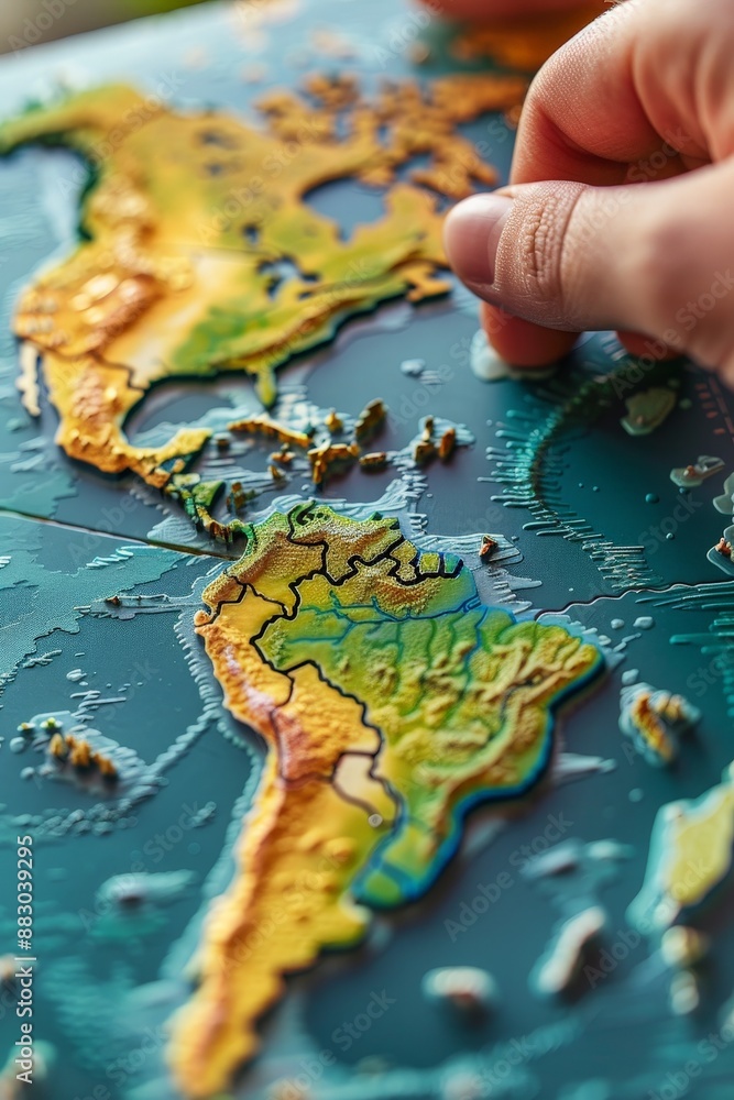 Aufkleber describe a world map designed for visually impaired individuals, featuring tactile elements. how doe
