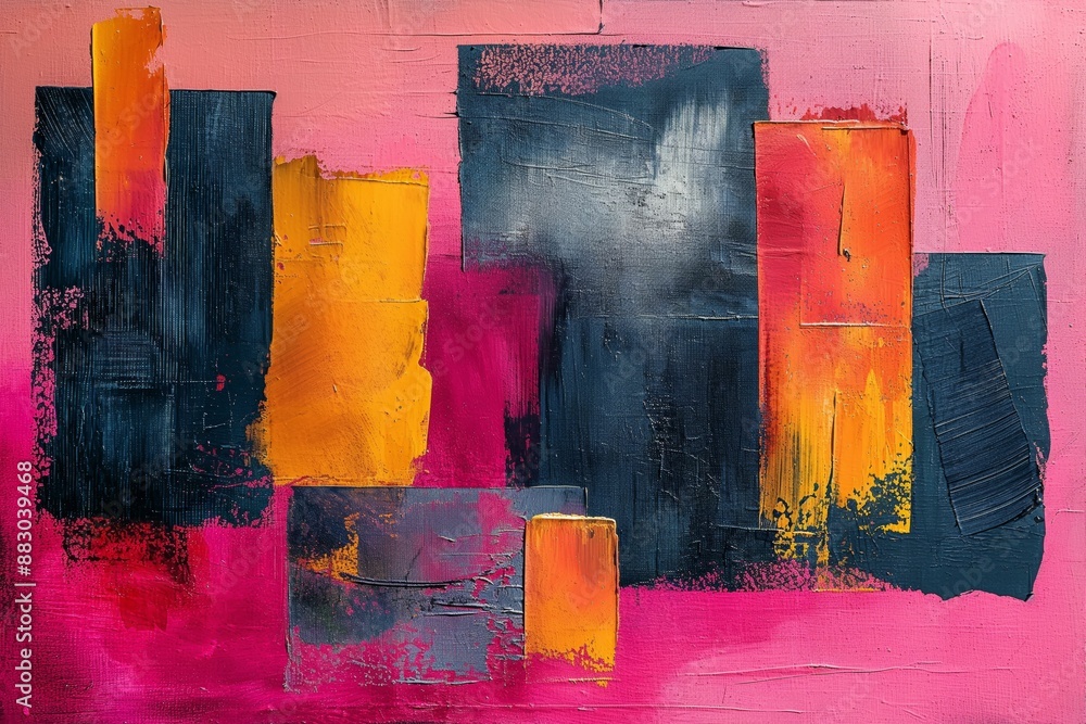 Wall mural ai generated colorful abstract painting featuring bold brushstrokes and rectangular shapes