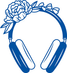 Wireless headphones for listening to music and audio books, decorated with flowers