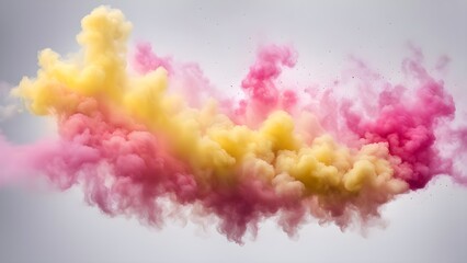 colorful gradient pink and yellow floating smoke with powder splatters background