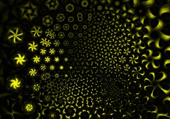 Abstract black and yellow background with various shapes
