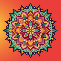 Beautiful colorful mandala design pattern background picture Ai generated.