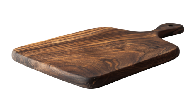 Empty wooden cutting board isolated on transparent background