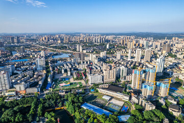 Aerial photography of urban buildings in Lusong District, Zhuzhou, China