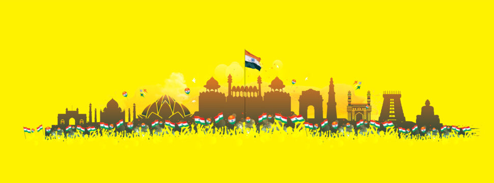 Historical monuments of india Red fort and India Independenc day celebration background