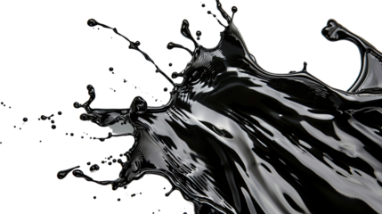 Black oil splash on transparent background