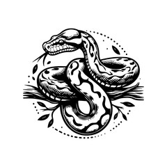 Obraz premium black monster snake logo design. Snake logo vector illustration