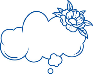 Dialogue cloud decorated with flower symbolizes person thoughts or direct speech of interlocutor