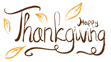 hand drawn thanksgiving text with grunge style