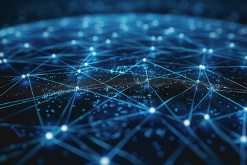 Obraz premium Global network connections. Abstract neural networks cyberspace. Futuristic grid. top view.