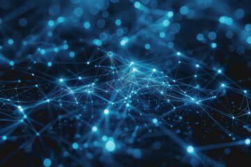 Obraz premium Global network connections. Abstract neural networks cyberspace. Futuristic grid. top view.