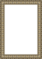 Vector gold with black Arabic national square ornament.  Ethnic rectangle, frame of eastern peoples. Persian painting