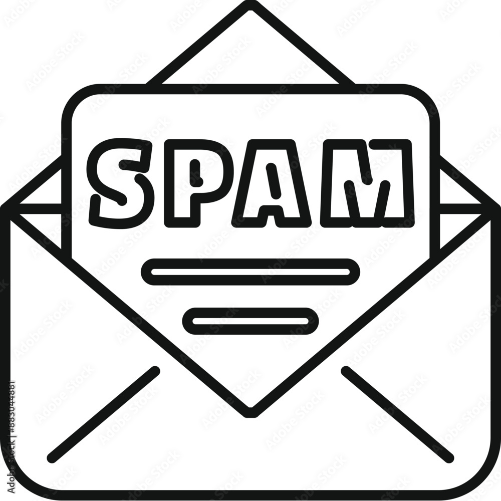 Poster open mail envelope containing a spam message
