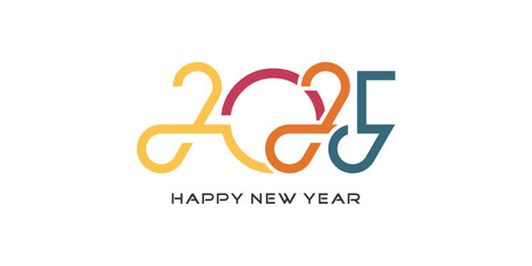 2025 Happy New Year logo design vector. colorful and trendy new year 2025 design template.
