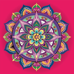Beautiful colorful mandala design pattern background picture Ai generated.