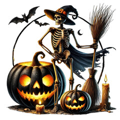 Watercolor Halloween, Ghost Party Halloween, Skeleton, Pumpkin, Spider, Commercial Use