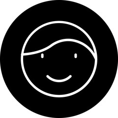 Happy Face Vector Line White Circle Black