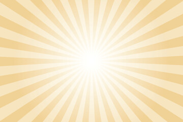 Fototapeta premium Yellow background with white sun ray. Pattern of starburst. Abstract deep champagne yellow texture with light of sunburst. Radial beam of sunlight. Retro background with flash. Design of sunbeams.