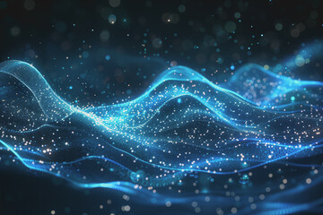 Abstract particle technology background design Abstract waves moving points, particles flowing.