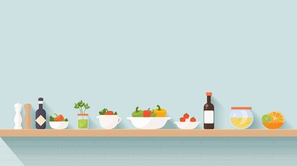 Fototapeta premium Hispanic Heritage, family cooking traditional dishes together, flat design illustration