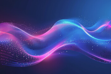 Abstract particle technology background design Abstract waves moving points, particles flowing.
