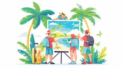 Naklejka premium Memory After Traveling Landing Page Template. 