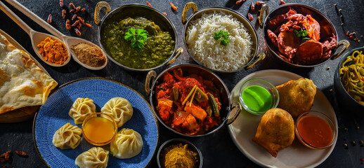 Composition with indian dishes.