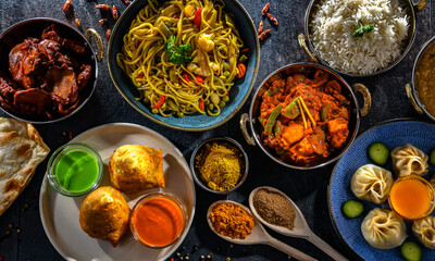 Composition with indian dishes.