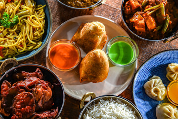 Composition with indian dishes.