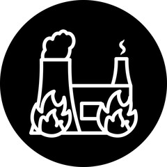 Waste Incinerator Vector Line White Circle Black