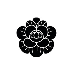 linocut flower decorative black and white, Doodle line art style. Vector illustration