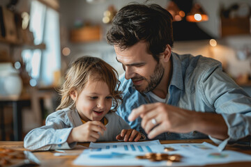 Fototapeta premium Professional financial advisor illustrating wealth growth strategies to multi-generational family.