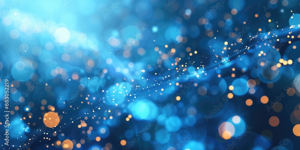 Poster abstract light blue digital technology bokeh medical or scientific background with shimmering light 