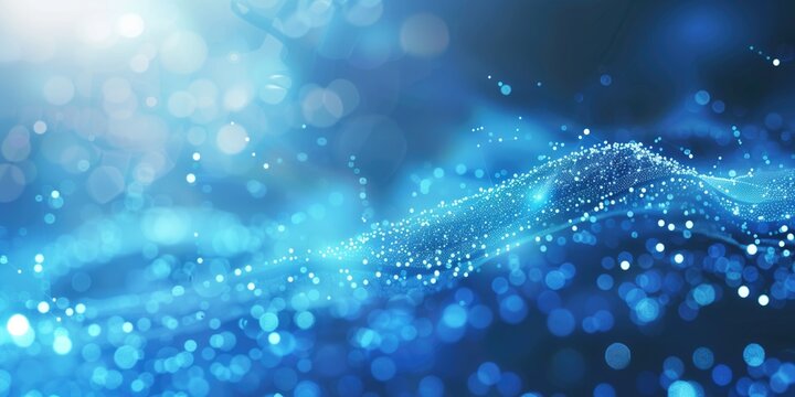 Abstract light blue digital technology bokeh medical or scientific background with shimmering light AI generative image