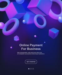 Abstract poster, brochure, flyer design background with bright cubes, balls and toruses