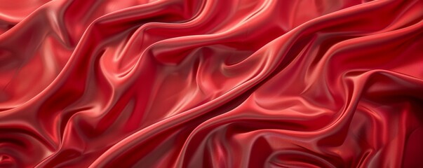 Fototapeta premium A detailed close-up of red fabric with rich, flowing folds, highlighting its luxurious texture and vibrant color.