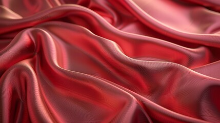 Red satin fabric, shiny and glossy with luxurious folds, perfect for fashion display