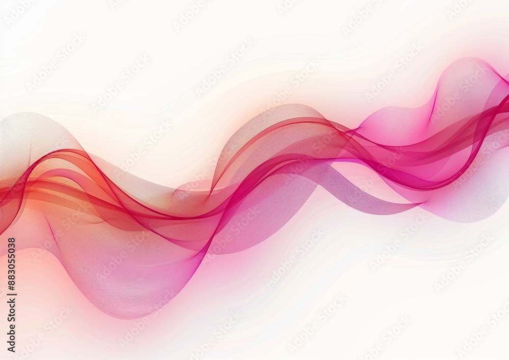 Poster abstract background with pink and red wavy lines on white background